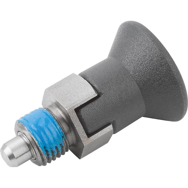 Indexing Plunger Short Version W Thread Lock Size:0 D1=M08X1, D=4, Form:Cp W Locking Slot Wout